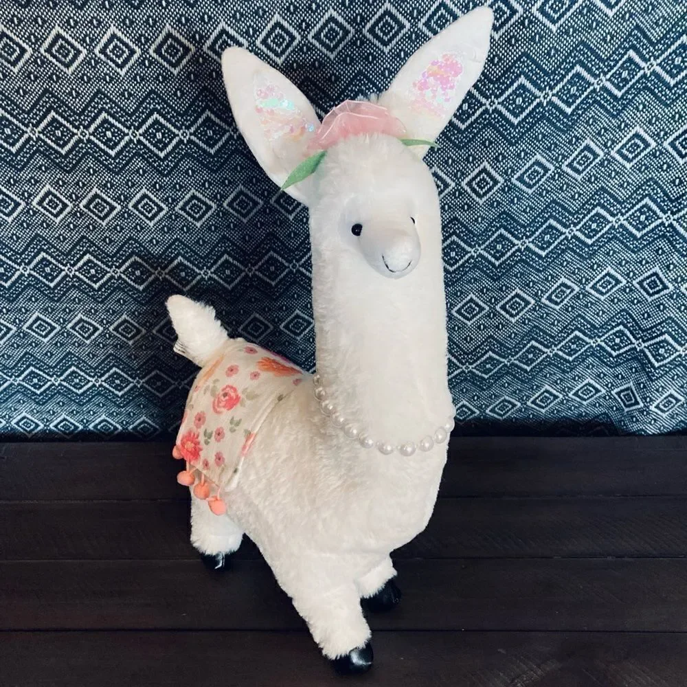 Plush Spring Llama Alpaca Stuffed Animal Decor Statue